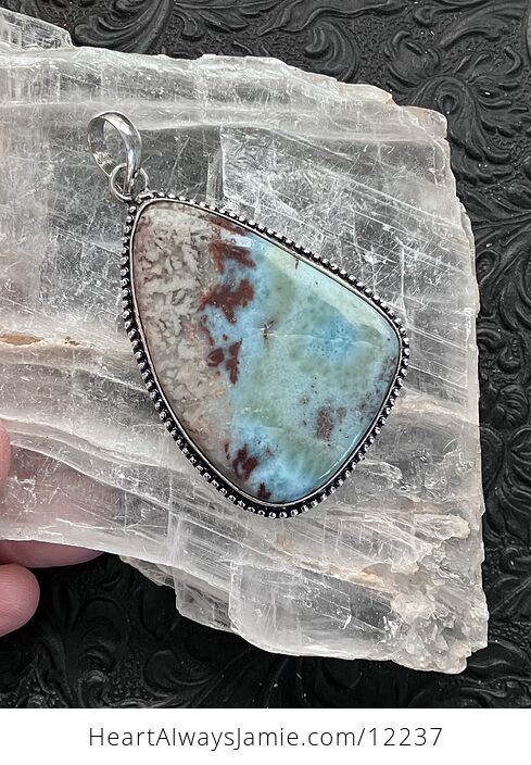 Large Natural Beige Green Blue and Red Larimar Stone Jewelry Crystal Pendant - #D8dhM7HLnLM-3