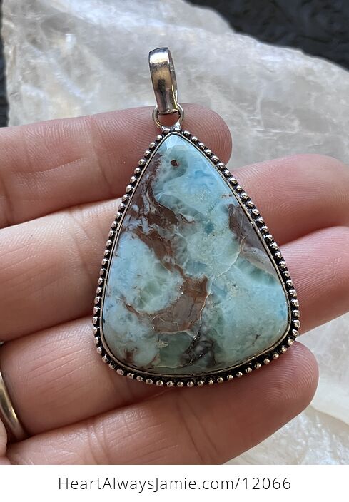 Large Natural Larimar Stone Jewelry Crystal Pendant - #ZPr2mRV9akI-1