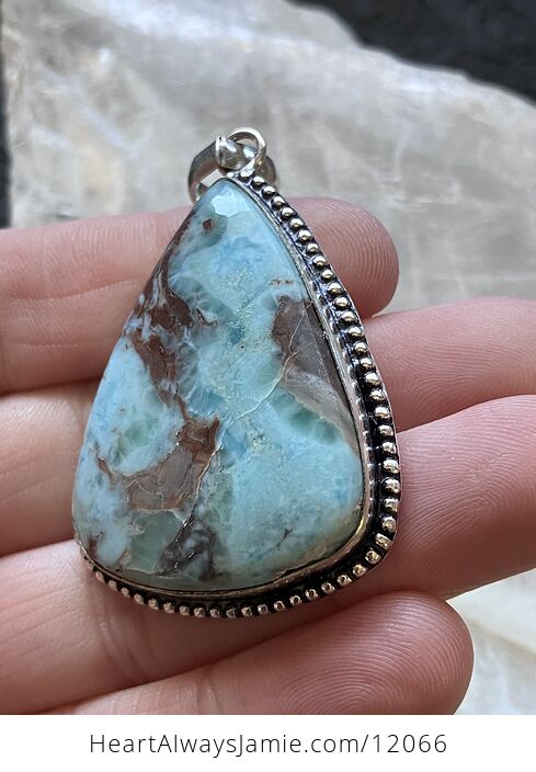 Large Natural Larimar Stone Jewelry Crystal Pendant - #ZPr2mRV9akI-4