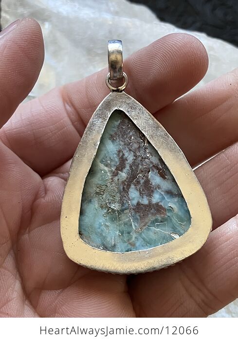 Large Natural Larimar Stone Jewelry Crystal Pendant - #ZPr2mRV9akI-5