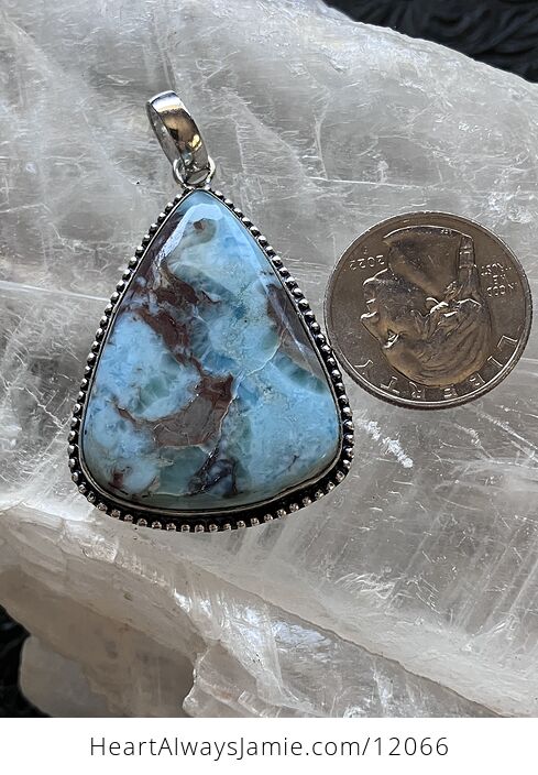 Large Natural Larimar Stone Jewelry Crystal Pendant - #ZPr2mRV9akI-7