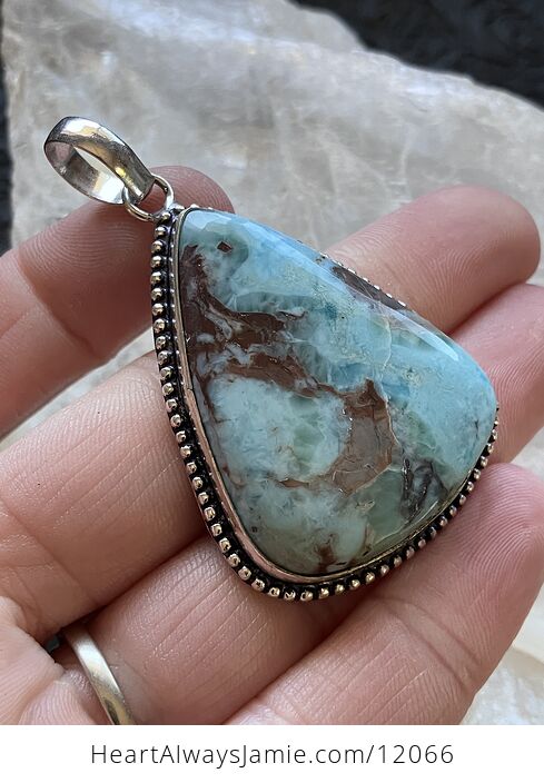 Large Natural Larimar Stone Jewelry Crystal Pendant - #ZPr2mRV9akI-2