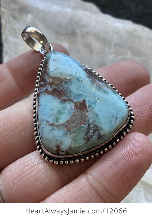 Large Natural Larimar Stone Jewelry Crystal Pendant - #ZPr2mRV9akI-3