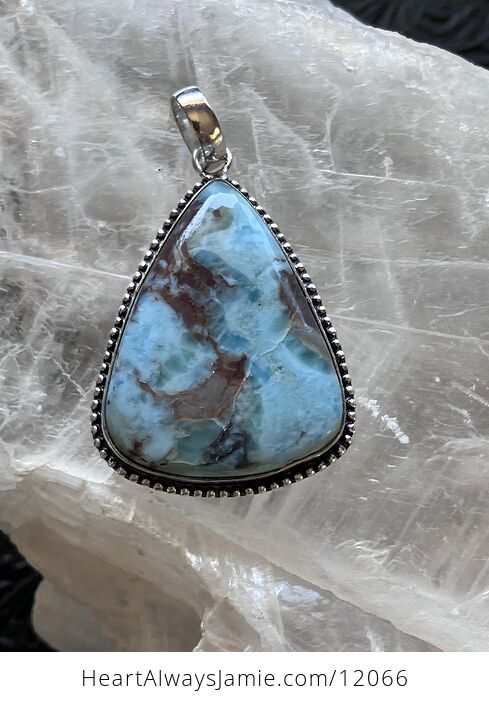 Large Natural Larimar Stone Jewelry Crystal Pendant - #ZPr2mRV9akI-6