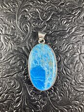 Large Natural Neon Blue Apatite Crystal Stone Jewelry Pendant #myM4DcVPeIM