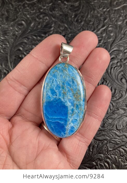 Large Natural Neon Blue Apatite Crystal Stone Jewelry Pendant - #myM4DcVPeIM-2