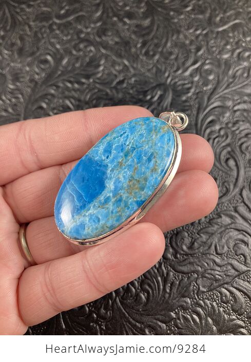 Large Natural Neon Blue Apatite Crystal Stone Jewelry Pendant - #myM4DcVPeIM-5