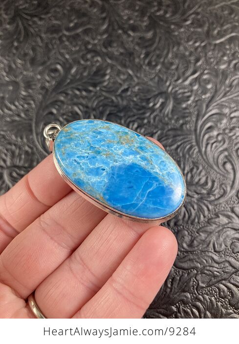 Large Natural Neon Blue Apatite Crystal Stone Jewelry Pendant - #myM4DcVPeIM-6