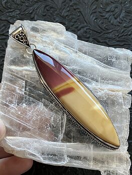 Large Natural Yellow and Red Mookaite Moukaite Jasper Crystal Stone Jewelry Pendant #KMEccqOqozo