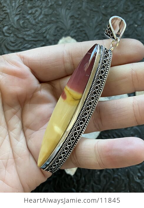 Large Natural Yellow and Red Mookaite Moukaite Jasper Crystal Stone Jewelry Pendant - #KMEccqOqozo-4