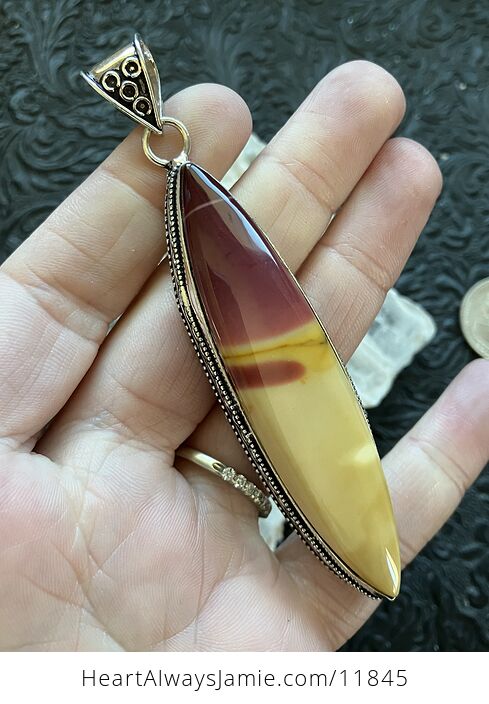 Large Natural Yellow and Red Mookaite Moukaite Jasper Crystal Stone Jewelry Pendant - #KMEccqOqozo-2