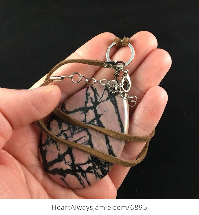 Large Pink Rhodonite Stone Jewelry Pendant Necklace - #Hqyx8LVySLc-4