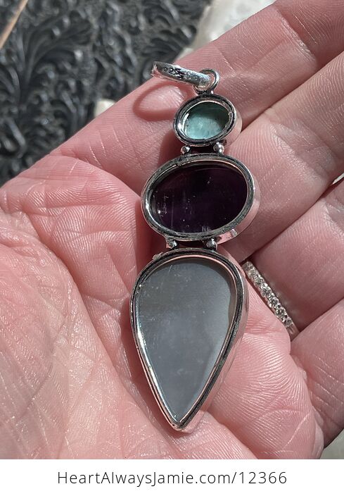 Larimar Amethyst and Blue Owyhee Opal Crystal Stone Jewelry Pendant Discounted - #kkB337P6SHc-8