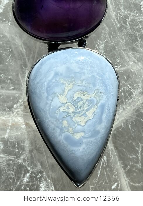 Larimar Amethyst and Blue Owyhee Opal Crystal Stone Jewelry Pendant Discounted - #kkB337P6SHc-3