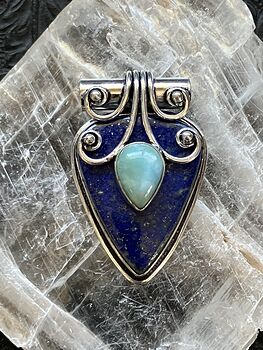 Larimar and Lapis Lazuli Crystal Gemstone Pendant Charm #fyC7VijhHPA
