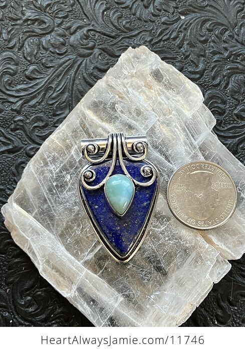 Larimar and Lapis Lazuli Crystal Gemstone Pendant Charm - #fyC7VijhHPA-6