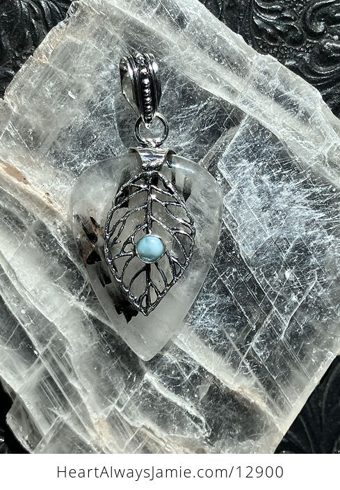 Larimar and Tourmalinated Quartz Crystal Stone Jewelry Pendant Discounted - #yloPbzZFVCc-13