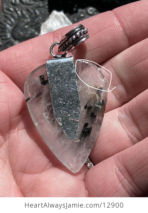 Larimar and Tourmalinated Quartz Crystal Stone Jewelry Pendant Discounted - #yloPbzZFVCc-10