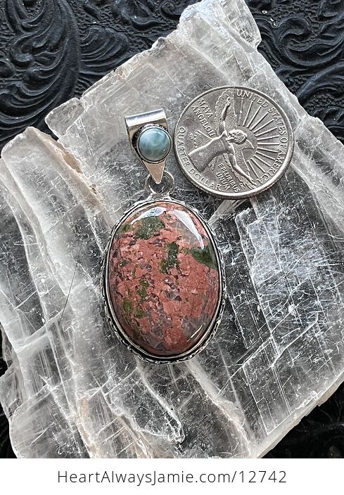 Larimar and Unakite Stone Jewelry Crystal Pendant - #Yv3xLObtIoc-7