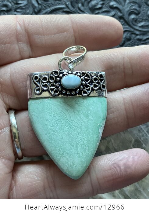 Larimar and Variscite Pendant Crystal Stone Jewelry - #wLUMLSavr0E-4