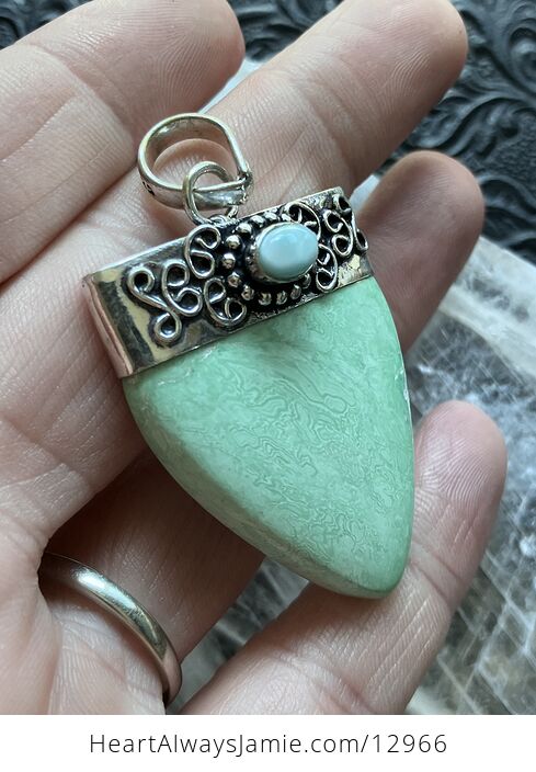 Larimar and Variscite Pendant Crystal Stone Jewelry - #wLUMLSavr0E-5