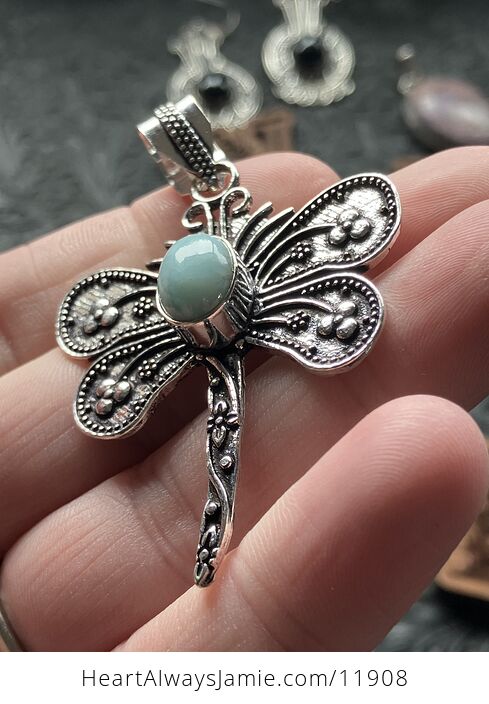 Larimar Dragonfly Stone Jewelry Crystal Pendant - #s2oo0gI4vGQ-3
