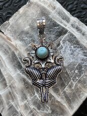 Larimar Flower Luna Moth Sun Crescent Moon Mystic Stone Jewelry Crystal Pendant #lEEjIv0pfQ4