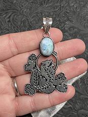 Larimar Fox Coyote Wolf Dog Pendant Stone Crystal Jewelry #YHhpwATXpaQ