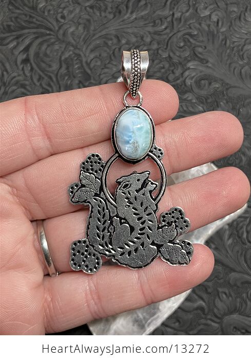 Larimar Fox Coyote Wolf Dog Pendant Stone Crystal Jewelry - #YHhpwATXpaQ-1