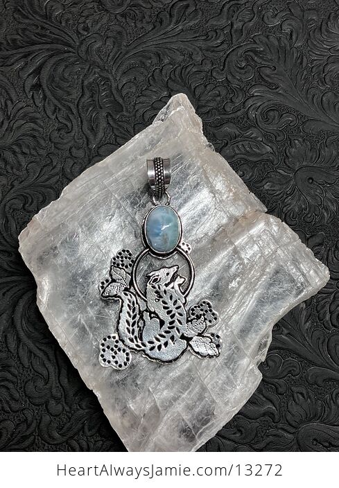 Larimar Fox Coyote Wolf Dog Pendant Stone Crystal Jewelry - #YHhpwATXpaQ-2