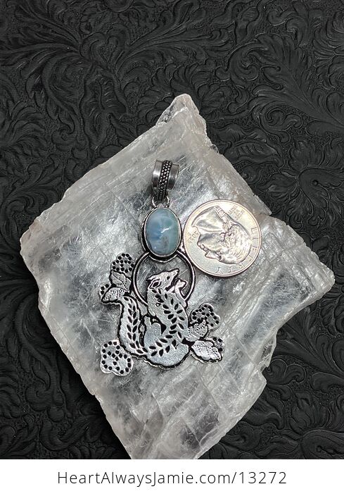 Larimar Fox Coyote Wolf Dog Pendant Stone Crystal Jewelry - #YHhpwATXpaQ-3