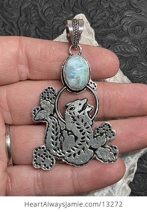 Larimar Fox Coyote Wolf Dog Pendant Stone Crystal Jewelry - #YHhpwATXpaQ-7