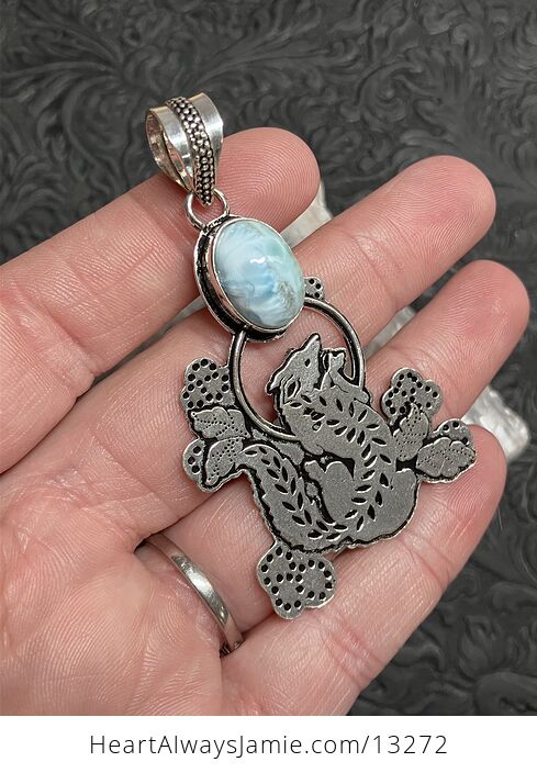 Larimar Fox Coyote Wolf Dog Pendant Stone Crystal Jewelry - #YHhpwATXpaQ-4