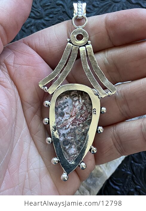 Leopard Skin Jasper and Faceted Morganite Gem Stone Jewelry Pendant - #DQBD5GfhL68-5