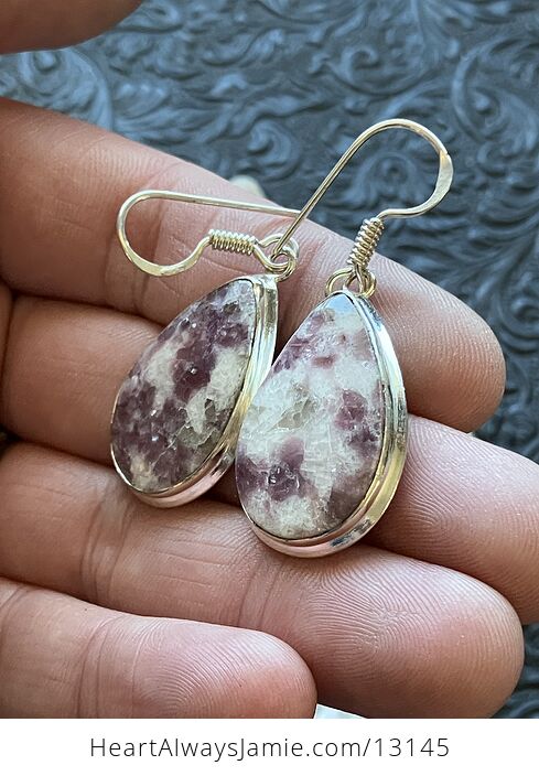 Lepidolite Mica Earrings Stone Crystal Jewelry Discount Due to Imperfection - #VrvZsZTBCK0-5