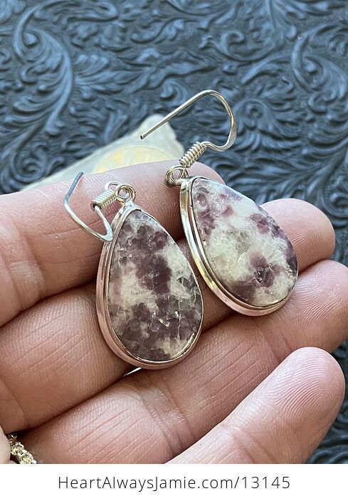 Lepidolite Mica Earrings Stone Crystal Jewelry Discount Due to Imperfection - #VrvZsZTBCK0-4