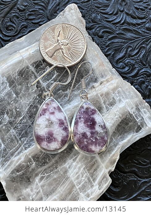 Lepidolite Mica Earrings Stone Crystal Jewelry Discount Due to Imperfection - #VrvZsZTBCK0-2