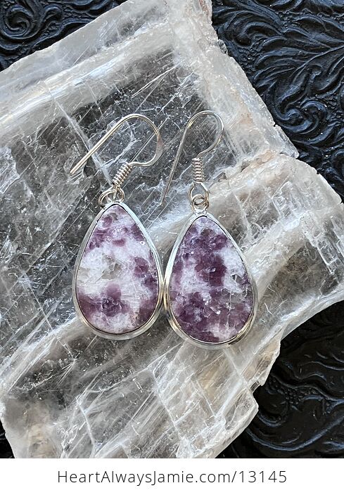 Lepidolite Mica Earrings Stone Crystal Jewelry Discount Due to Imperfection - #VrvZsZTBCK0-1