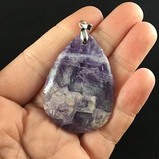 Lilac Purple Fluorite Stone Jewelry Crystal Pendant #WjuhQwSSsOw