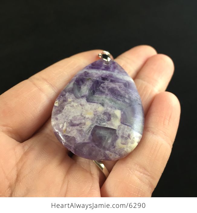 Lilac Purple Fluorite Stone Jewelry Crystal Pendant - #WjuhQwSSsOw-2