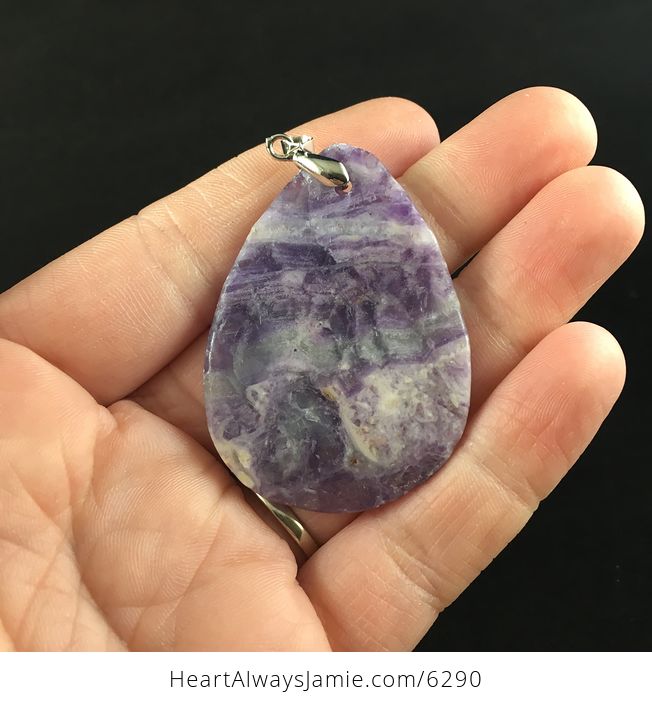 Lilac Purple Fluorite Stone Jewelry Crystal Pendant - #WjuhQwSSsOw-6