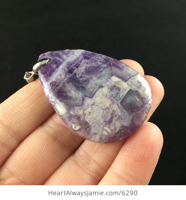 Lilac Purple Fluorite Stone Jewelry Crystal Pendant - #WjuhQwSSsOw-4