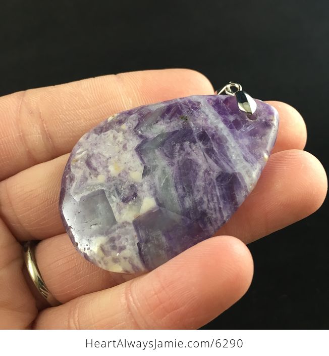 Lilac Purple Fluorite Stone Jewelry Crystal Pendant - #WjuhQwSSsOw-3