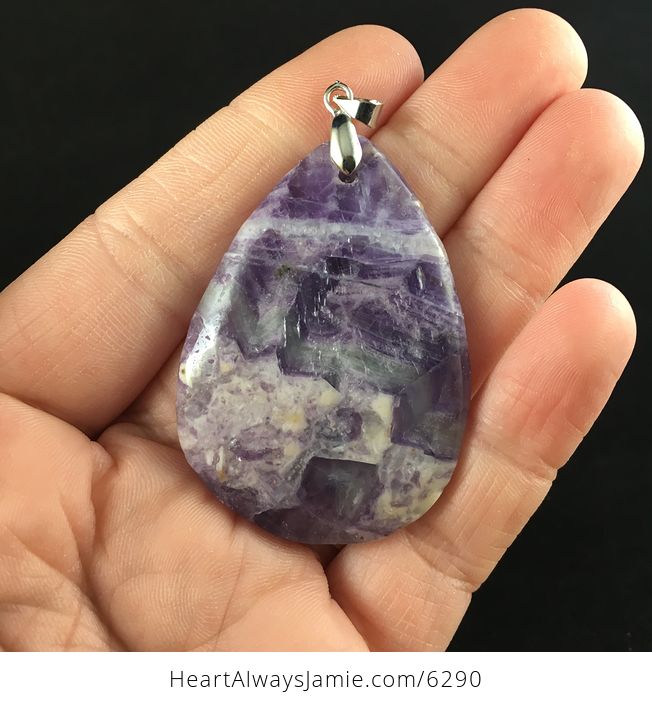 Lilac Purple Fluorite Stone Jewelry Crystal Pendant - #WjuhQwSSsOw-1