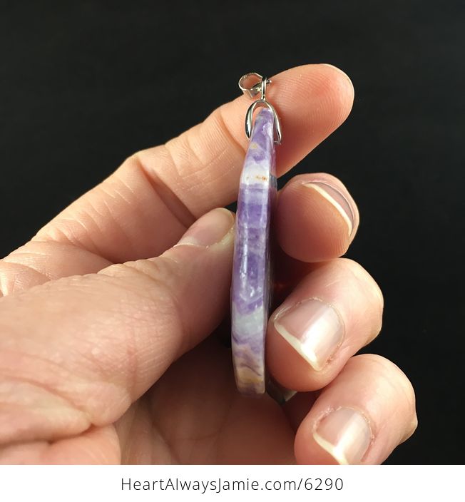 Lilac Purple Fluorite Stone Jewelry Crystal Pendant - #WjuhQwSSsOw-5