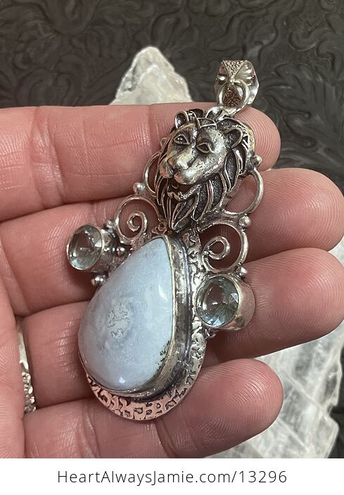 Lion Common Blue Opal and Topaz Pendant Stone Crystal Jewelry - #4AqMO5nMjYI-4