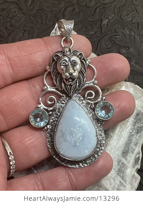 Lion Common Blue Opal and Topaz Pendant Stone Crystal Jewelry - #4AqMO5nMjYI-2