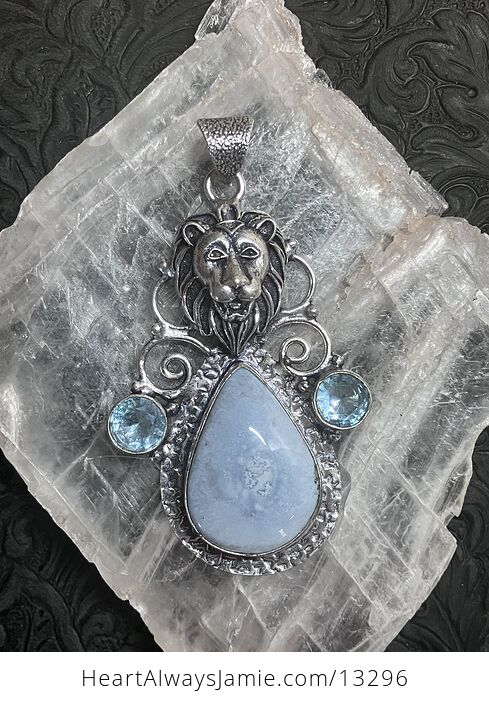 Lion Common Blue Opal and Topaz Pendant Stone Crystal Jewelry - #4AqMO5nMjYI-1