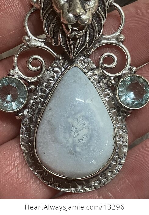 Lion Common Blue Opal and Topaz Pendant Stone Crystal Jewelry - #4AqMO5nMjYI-5