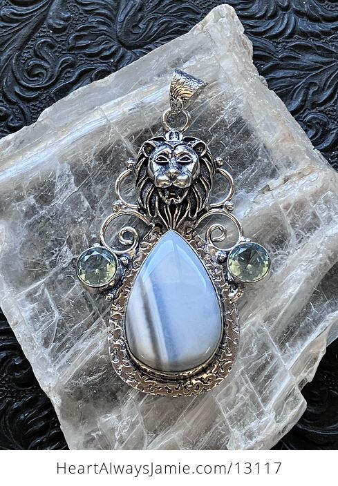 Lion Common Blue Opal and Topaz Pendant Stone Crystal Jewelry - #VhhKEaULFWg-1